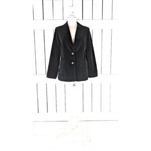 Vintage black velour velvet blazer jacket